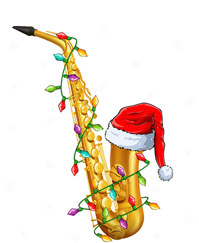 Saxophone Music Lover Xmas Lights Santa Saxophone Christmas Women's Knotted Racerback Tank