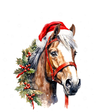 Christmas Horse With Holly Santa Hat Western Xmas Holiday Gift Stripe Pom Pom Beanie