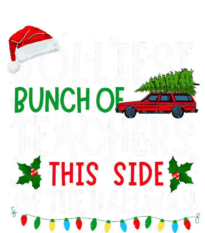 Jolliest Bunch Of Teachers This Side Of The Hallway Xmas Stripe Pom Pom Beanie