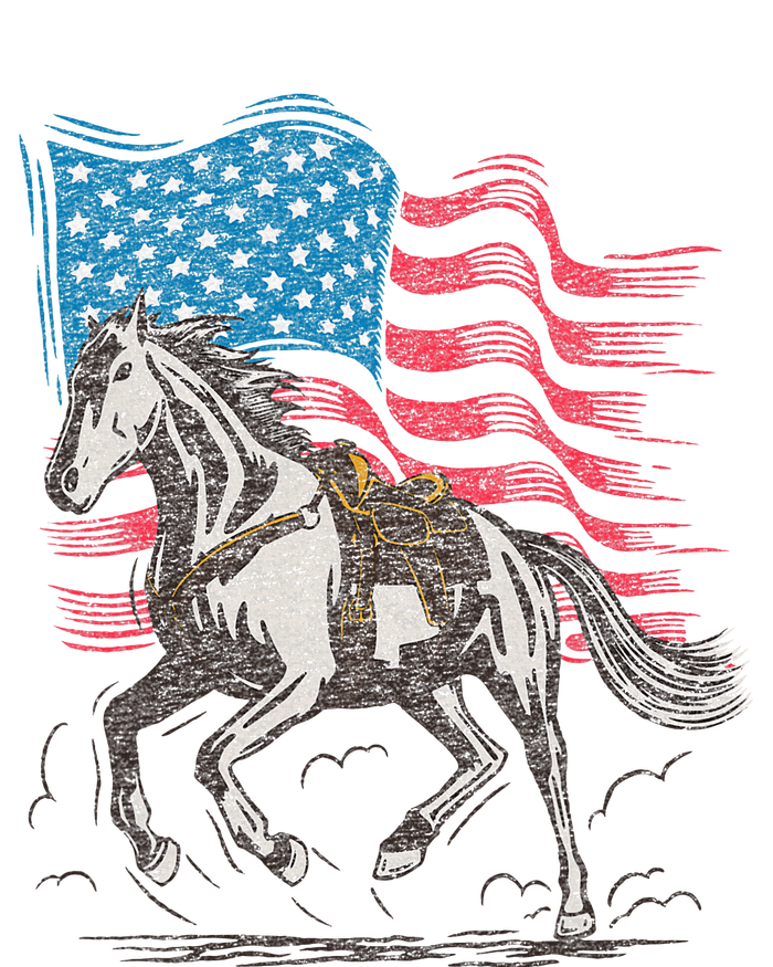 Horse Lover Equestrian American Flag Kids Long Sleeve Shirt