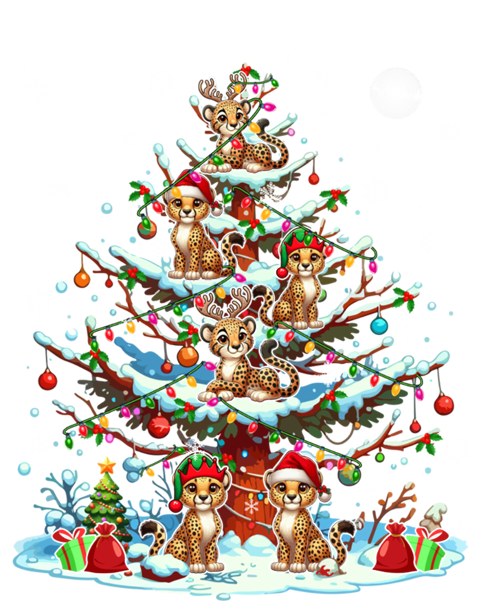 Group Santa Reindeer Elf Cheetahs On Christmas Tree Colorful Cool Gift T-Shirt