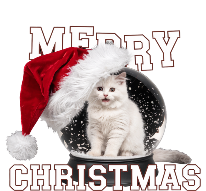 Merry Christmas Snow Globe White Cat Xmas Gift Sustainable Beanie