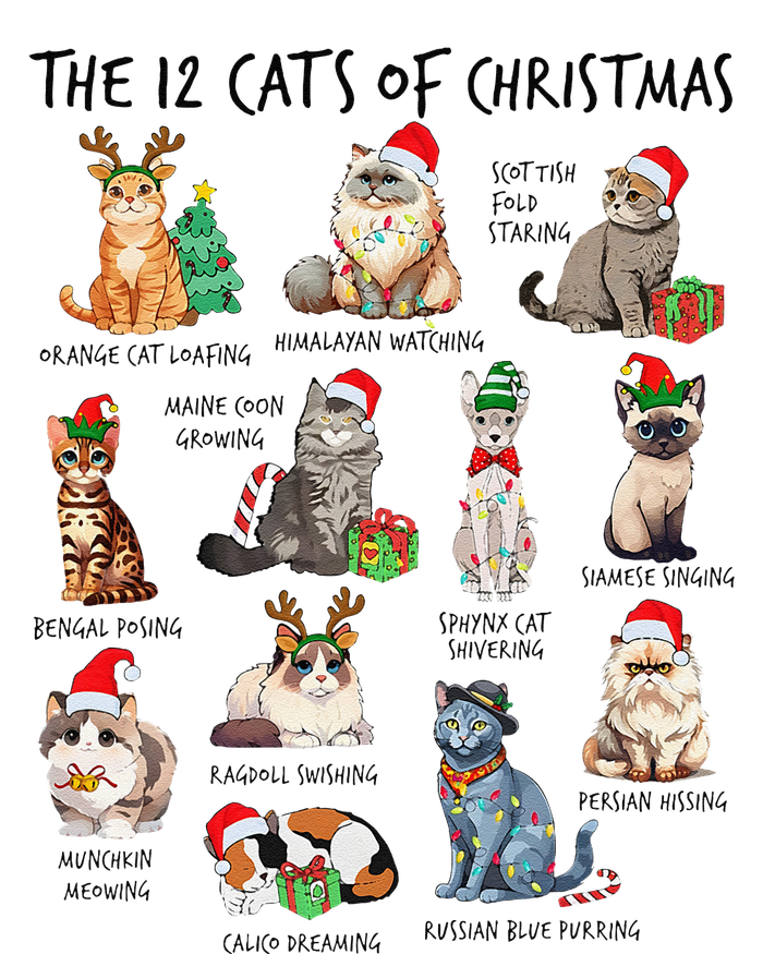 12 Cats Of Christmas Funny Christmas Cat Lover Xmas Holiday Softstyle Adult Sport Polo