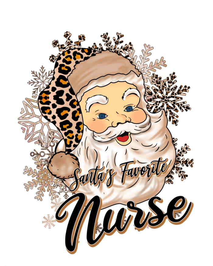 SantaS Favorite Nurse Leopard Hat Funny Santa Christmas Cool Gift T-Shirt