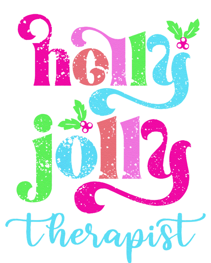 Holly Xmas Jolly Therapist Funny Matching Christmas Groovy T-Shirt