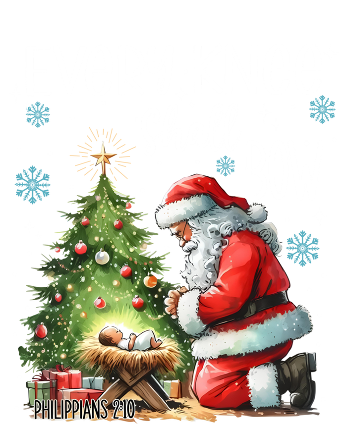 Every Knee Shall Bow Santa Christmas Nativity Scene Xmas Great Gift Kids Long Sleeve Shirt