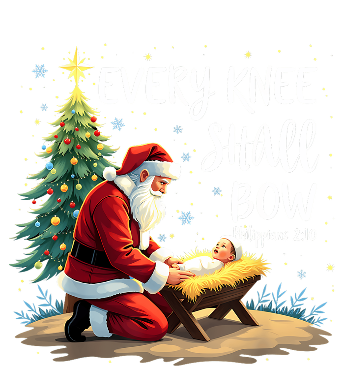 Every Knee Shall Bow Jesus Christian Santa Xmas Christmas T-Shirt