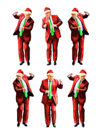 Funny Trump Dancing Around The Christmas Tree Trump Santa Gift T-Shirt