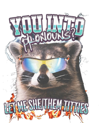 YouRe Into Pronouns Let Me Shethem Tiddies Funny Raccoon Flat Bill Trucker Hat