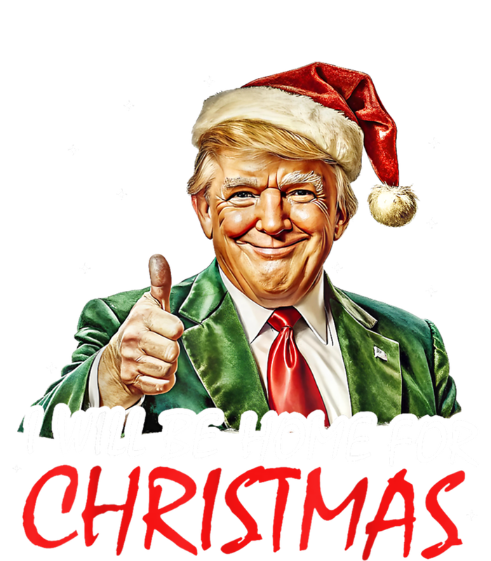 ILl Be Home For Christmas Funny Trump Xmas Santa Pajamas Gift Full-Length Apron With Pockets