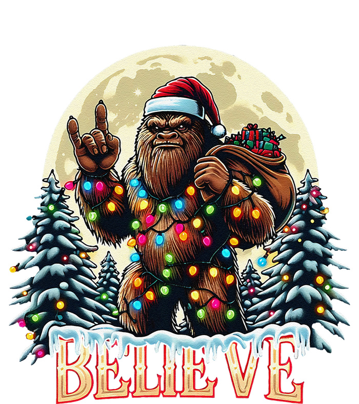 Santa Bigfoot Christmas Lights Funny Sasquatch Believe Xmas T-Shirt