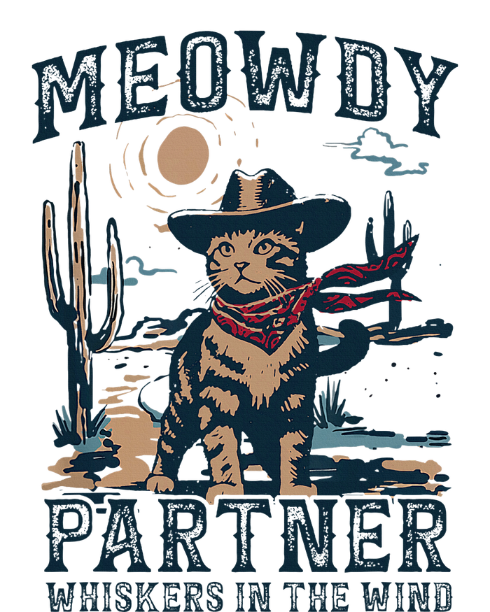 Meowdy Partner Whiskers In The Wind Humor Cool Cowboy Cat T-Shirt