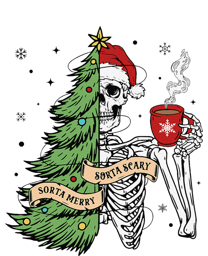 Sorta Merry Sorta Scary Skeleton Snow Christmas Tree Xmas T-Shirt