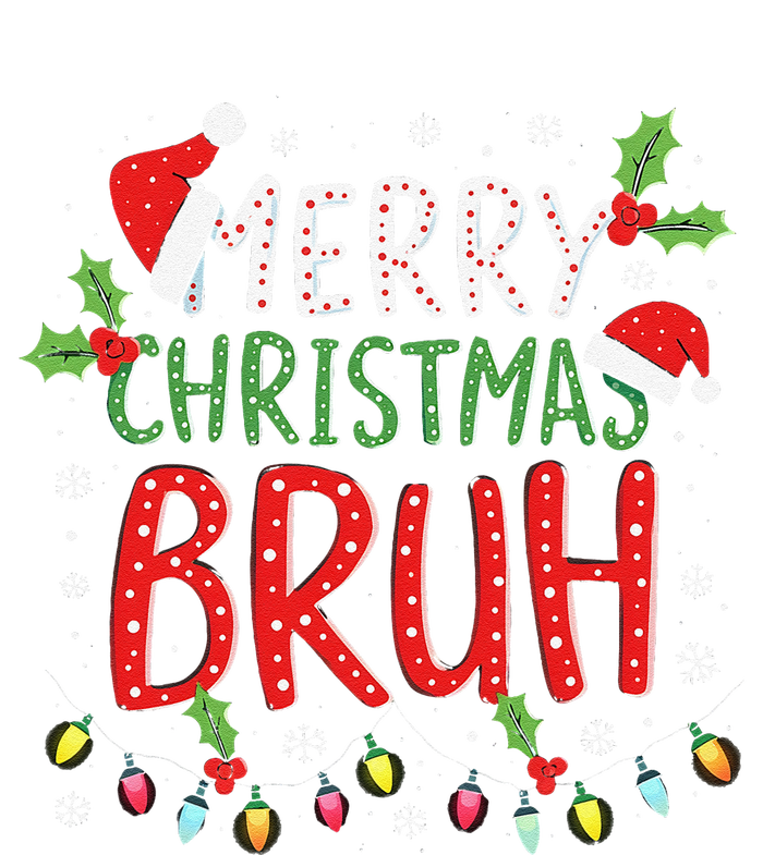 Funny Merry Christmas Bruh Xmas Lights Santa Hat T-Shirt