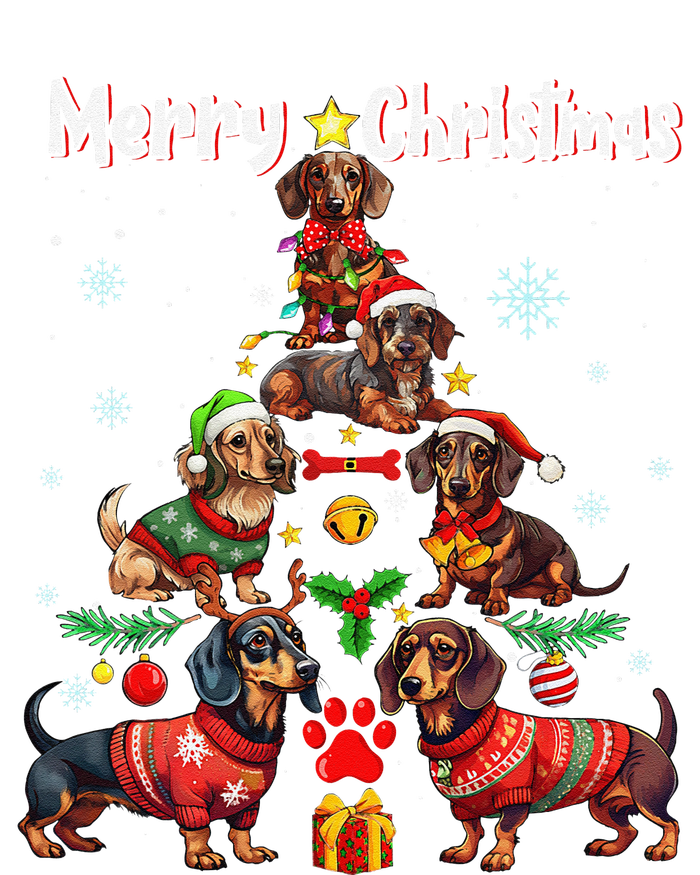 Dachshund Dogs Merry Christmas Tree Funny Dog Lovers Xmas T-Shirt