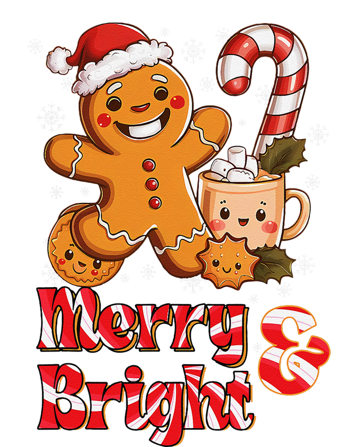 Funny Merry And Bright Christmas Gingerbread Man Hot Cocoa T-Shirt