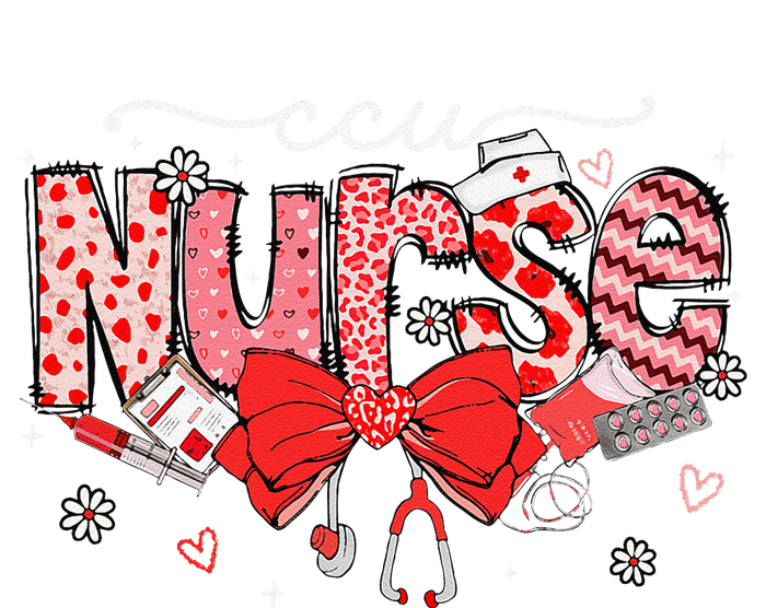 Ccu Nurse Stethoscope Coquette Bow Heart Valentine Nursing T-Shirt