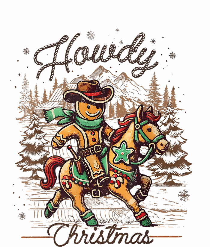 Howdy Christmas Gingerbread Man Cowboy Ride Horse Western T-Shirt