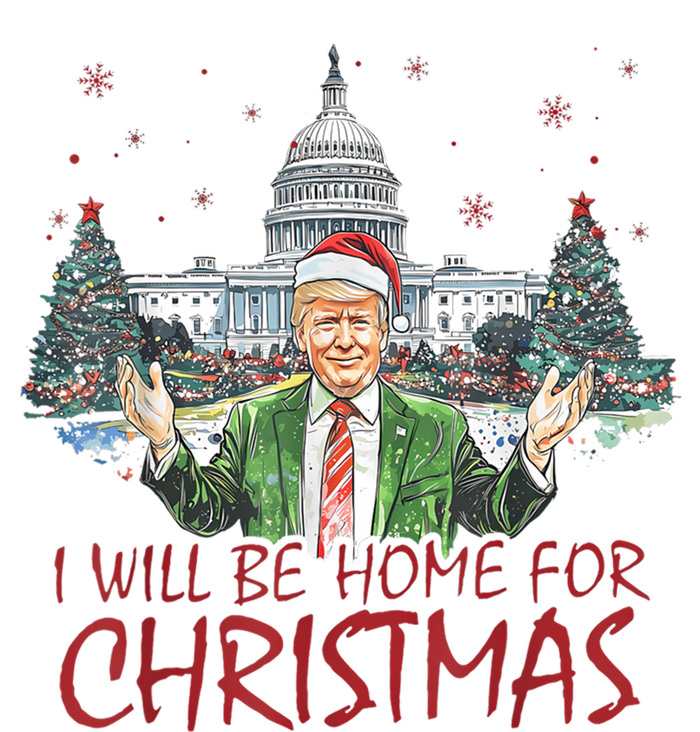 Trump Ill Be Home For Christmas White House Festive Holiday V-Neck T-Shirt