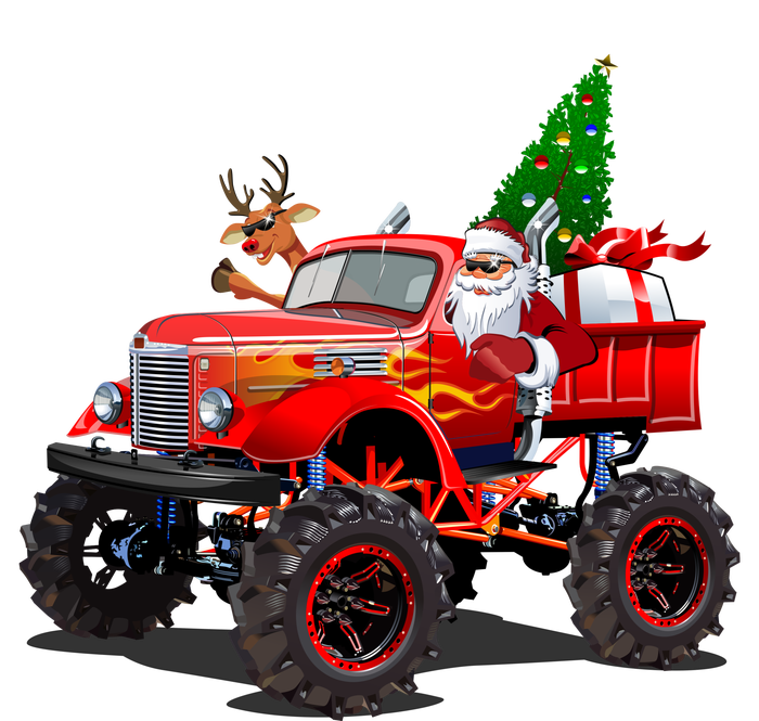 Christmas Santa Claus Reindeer Monster Truck Premium T-Shirt