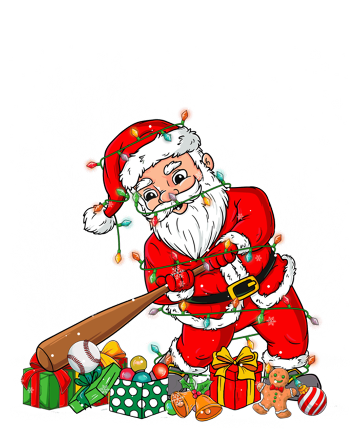 Funny Santa Playing Baseball Christmas Tree Lights Xmas Pjs Great Gift T-Shirt