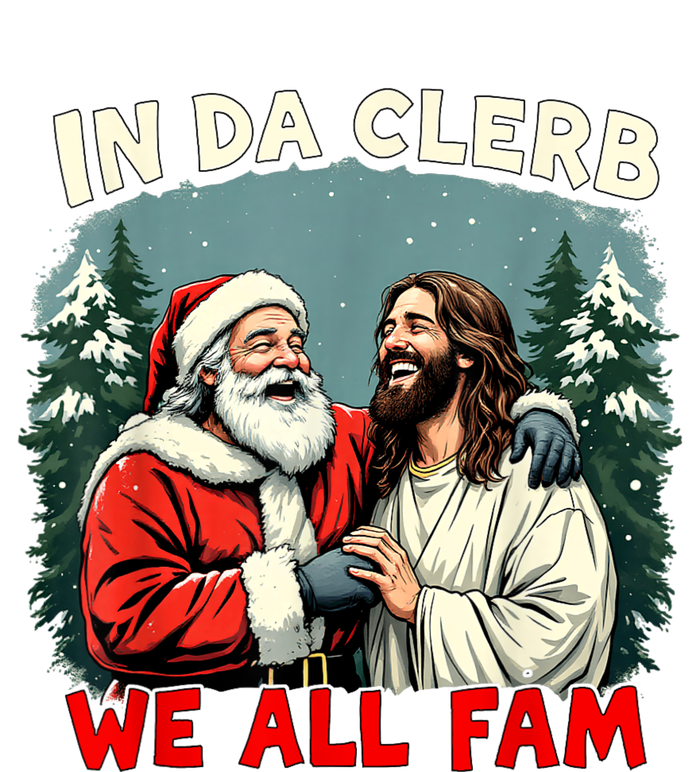 In Da Clerb We All Fam Funny Santa Jesus Christmas Christian Performance Long Sleeve Polo