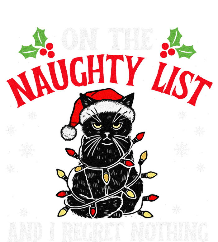 On The Naughty List And I Regret Nothing Cat Christmas Funny T-Shirt