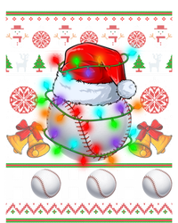 Santa Baseball Ball Xmas Tree Lights Ugly Christmas Gift T-Shirt