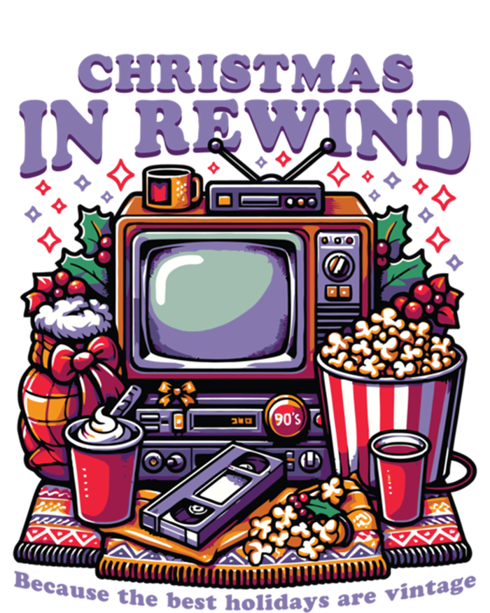 Christmas In Rewind Design With Retro Tv And Popcorn Gift Kids Sweatshirt