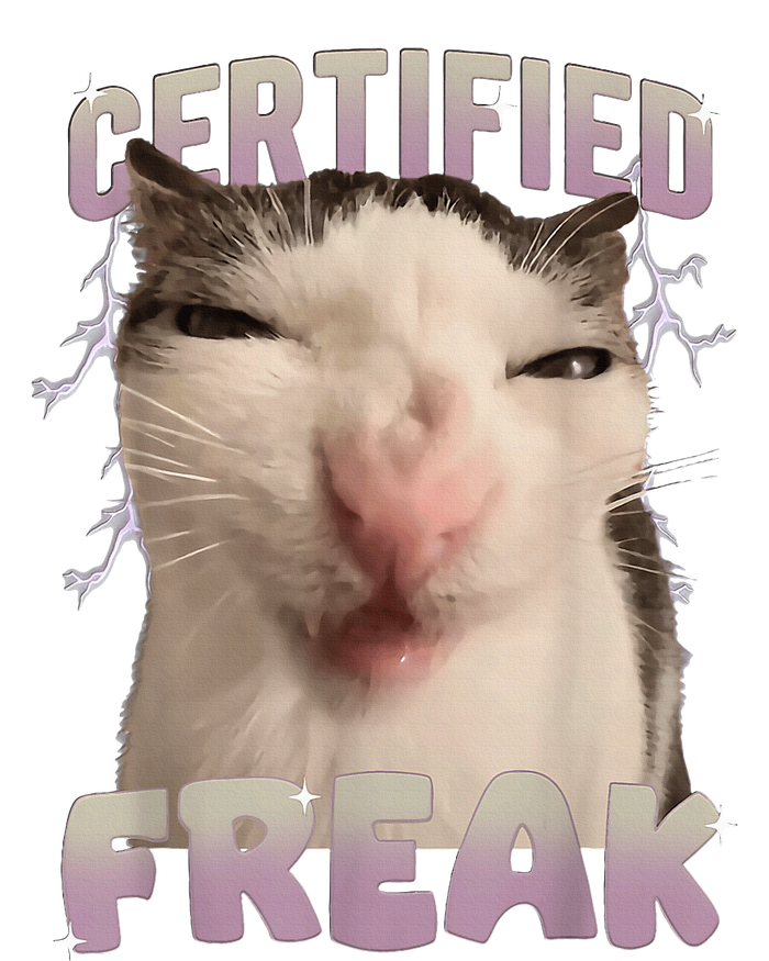 Meme Cat Certified Freak Eat Cement Cursed Cat Funny T-Shirt