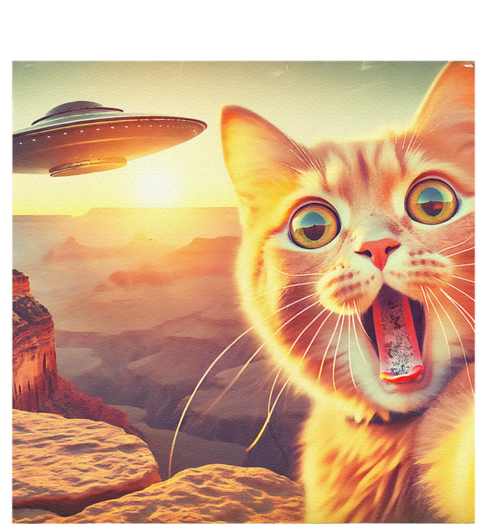 Extraterrestrial Encounter Funny Cat Selfie With Ufo T-Shirt