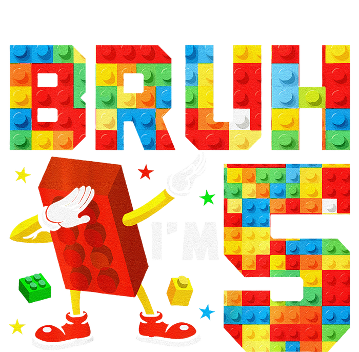 Dabbing Bruh IM 5 Year Old 5th Birthday Boy Building Blocks T-Shirt