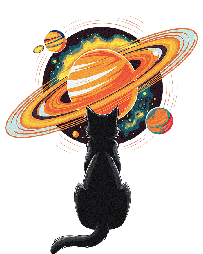 Cat And Planets Cosmic Universe Design T-Shirt