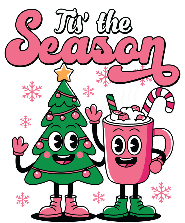 Tis The Season Christmas Tree Hot Coco Festive Retro Poster