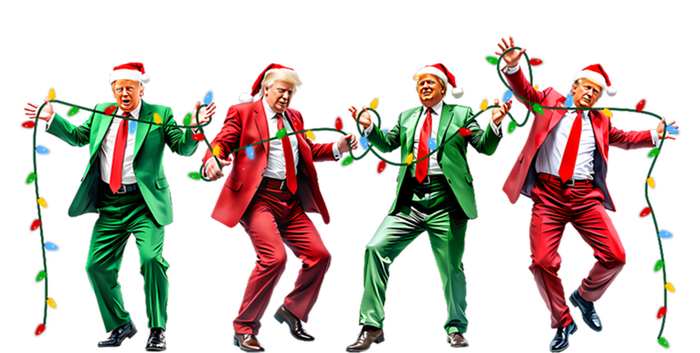 Funny Trump Dance Santa Claus Christmas Women's Long Sleeve Flannel Pajama Set 