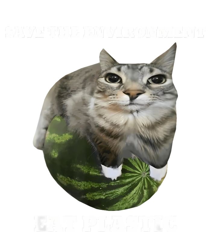 Save The Environment Eat Plastic Funny Cute Cat Meme Tie-Dye T-Shirt