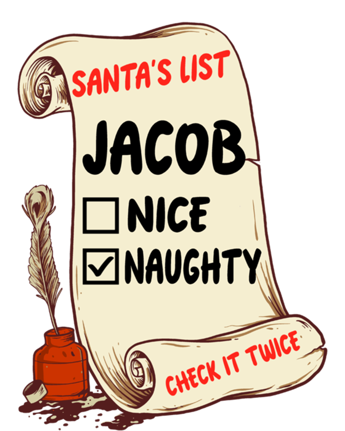 Jacob Name Santa Naughty Nice List Funny Xmas Cute Gift T-Shirt