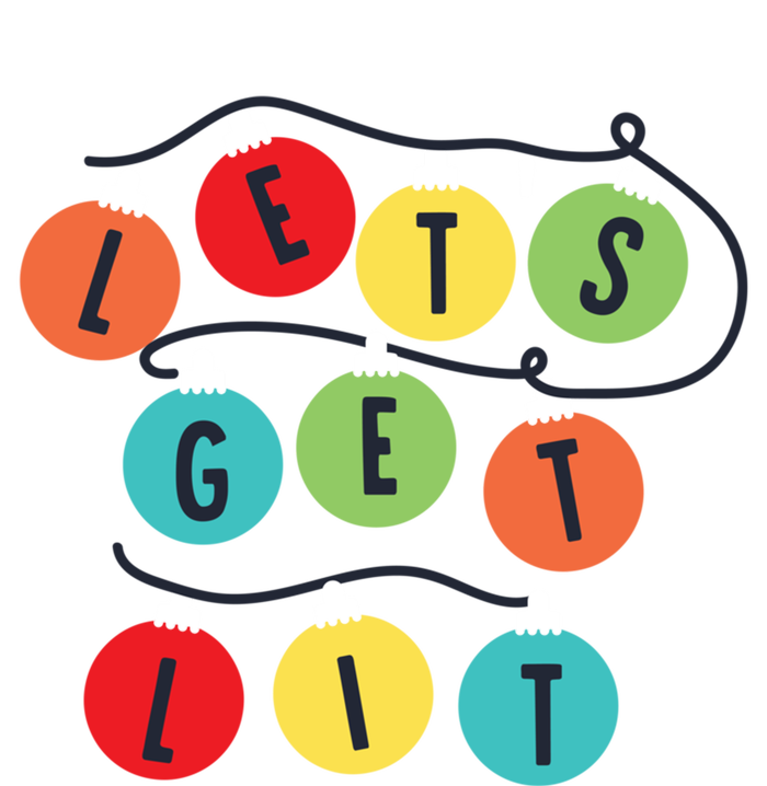 Lets Get Lit Christmas Tree Holiday Lights Xmas Gift Striped Beanie with Solid Band