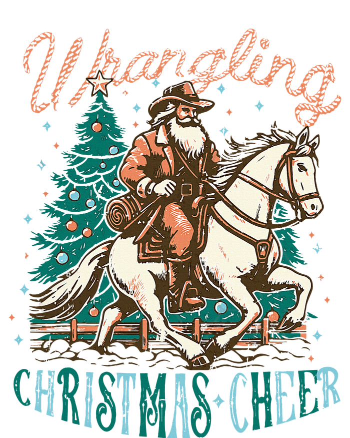 Funny Vintage Western Cowboy Santa Wrangling Christmas Cheer T-Shirt