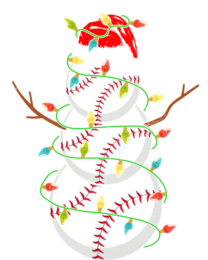 Baseball Snow Christmas Santa Hat Lights Snowflakes Xmas Funny Gift T-Shirt