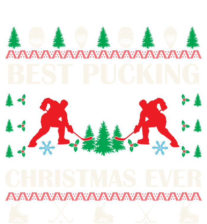 Best Pucking Christmas Ever Hockey Christmas Hockey Lover Gift Full-Length Apron With Pockets