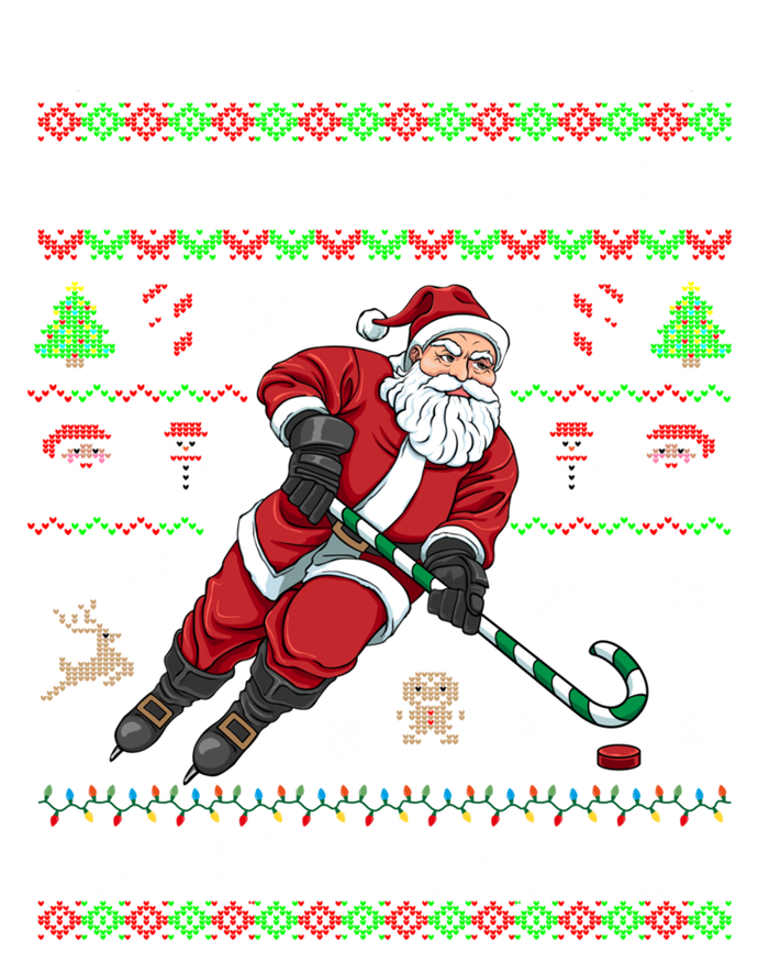 Funny Santa Claus Ugly Christmas Ice Hockey Best Pucking Gift Tall Sweatshirt