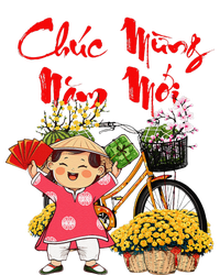 Vietnamese New Year Flowers Vintage Bicycles Girl Ao Dai T-Shirt