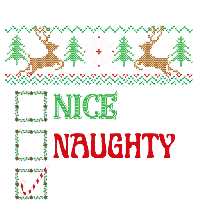 Nice Naughty I Was Left Unsupervised Funny Retro Christmas Cute Gift Ladies Long Sleeve Shirt