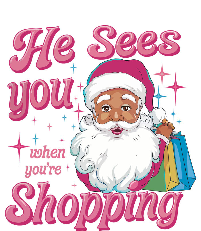 He Sees You When You Are Shopping Christmas Holiday Santa Claus Tie-Dye Long Sleeve Shirt