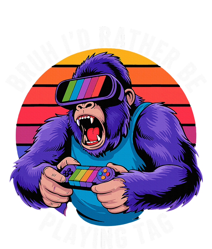 Bruh ID Rather Be Playing Tag Monkey Video Game Gorilla Flexfit Unipanel Trucker Cap