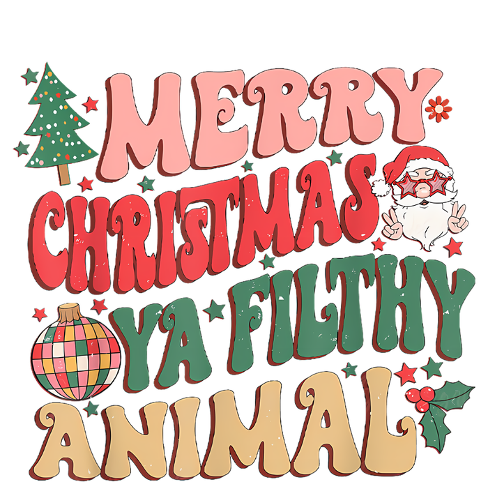 Merry Christmas Animal Filthy Ya Groovy Xmas Pajama Retro Ladies PosiCharge Competitor Racerback Tank