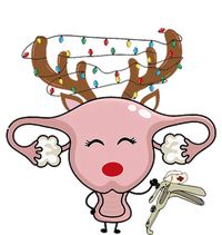 Festive Reindeer Uterus Nurse Speculum Xmas Light Obgyn Womens Cotton Relaxed Long Sleeve T-Shirt