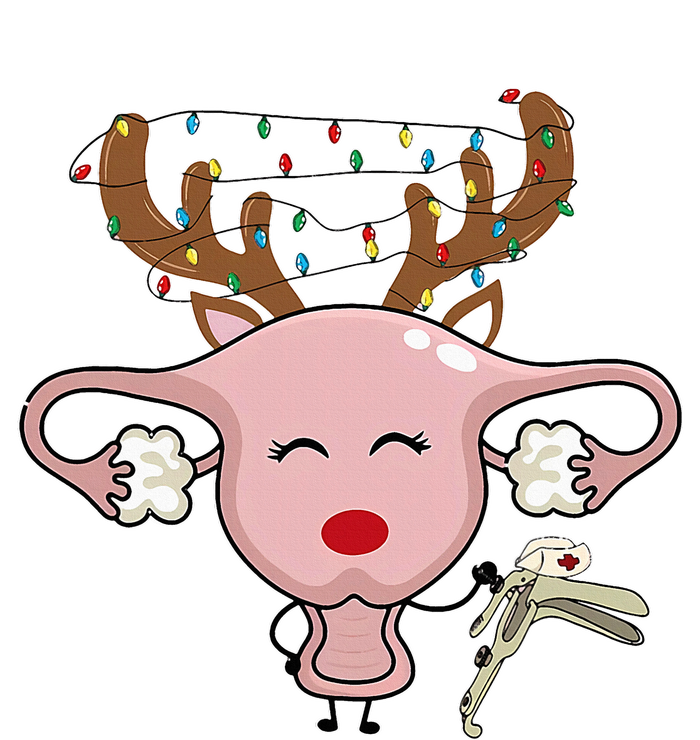 Festive Reindeer Uterus Nurse Speculum Xmas Light Obgyn Womens Cotton Relaxed Long Sleeve T-Shirt