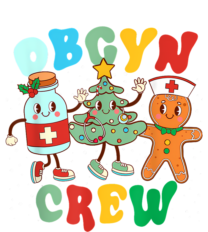 Retro Groovy Obgyn Crew Christmas Tree Latte Drink Ob Gyn T-Shirt